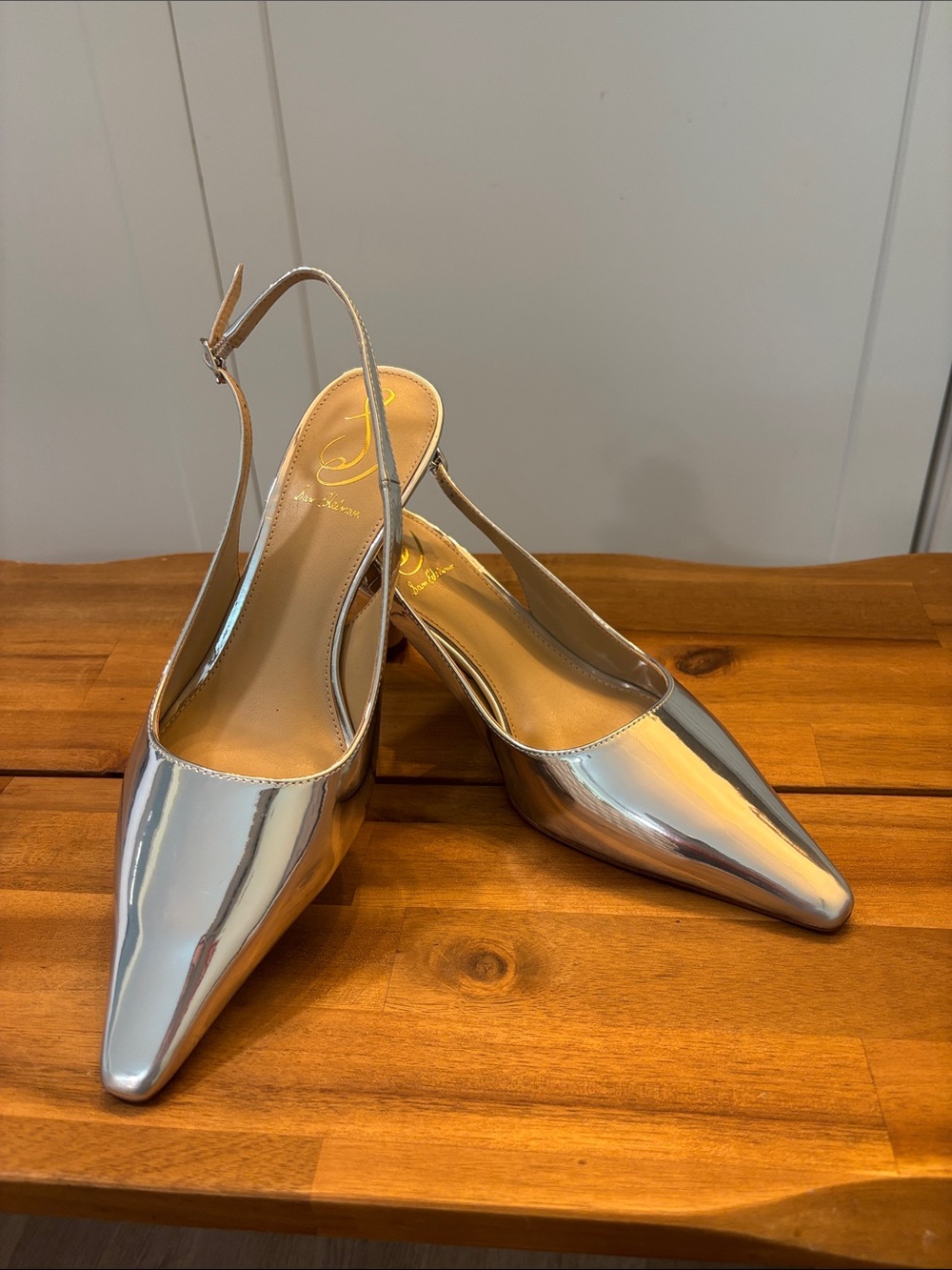 Sam Edelman Silver Pointed-Toe Slingback Pumps